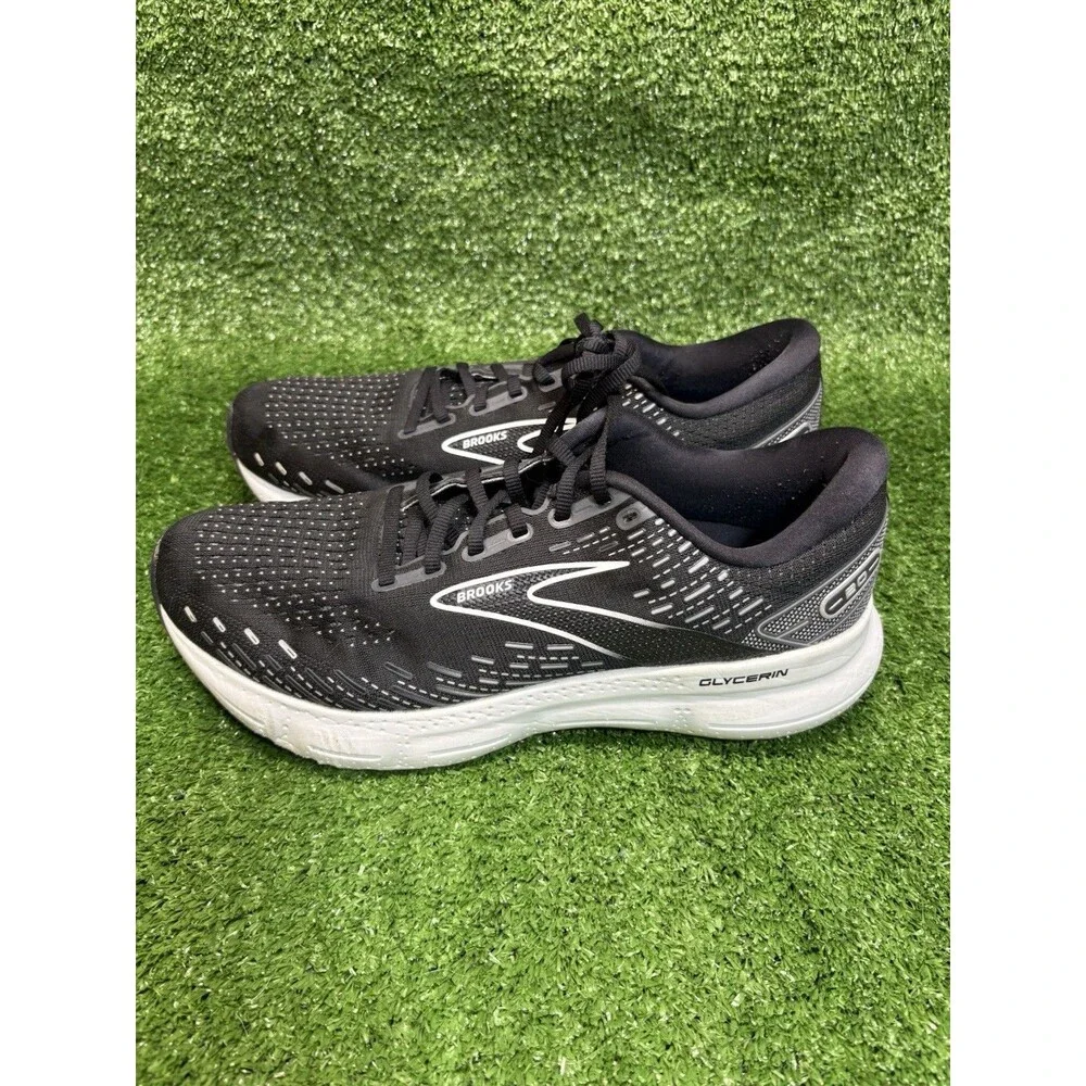 Brooks Glycerin 20 Mens Size 10 D Running Shoes Sneakers Black White 1103821D059